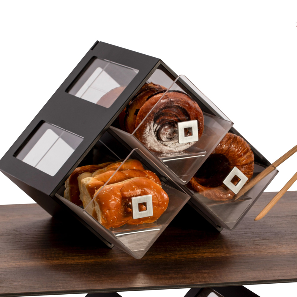 rosseto-bk300bl-honeycomb-kuchenvitrine-schwarz-schublade image 1