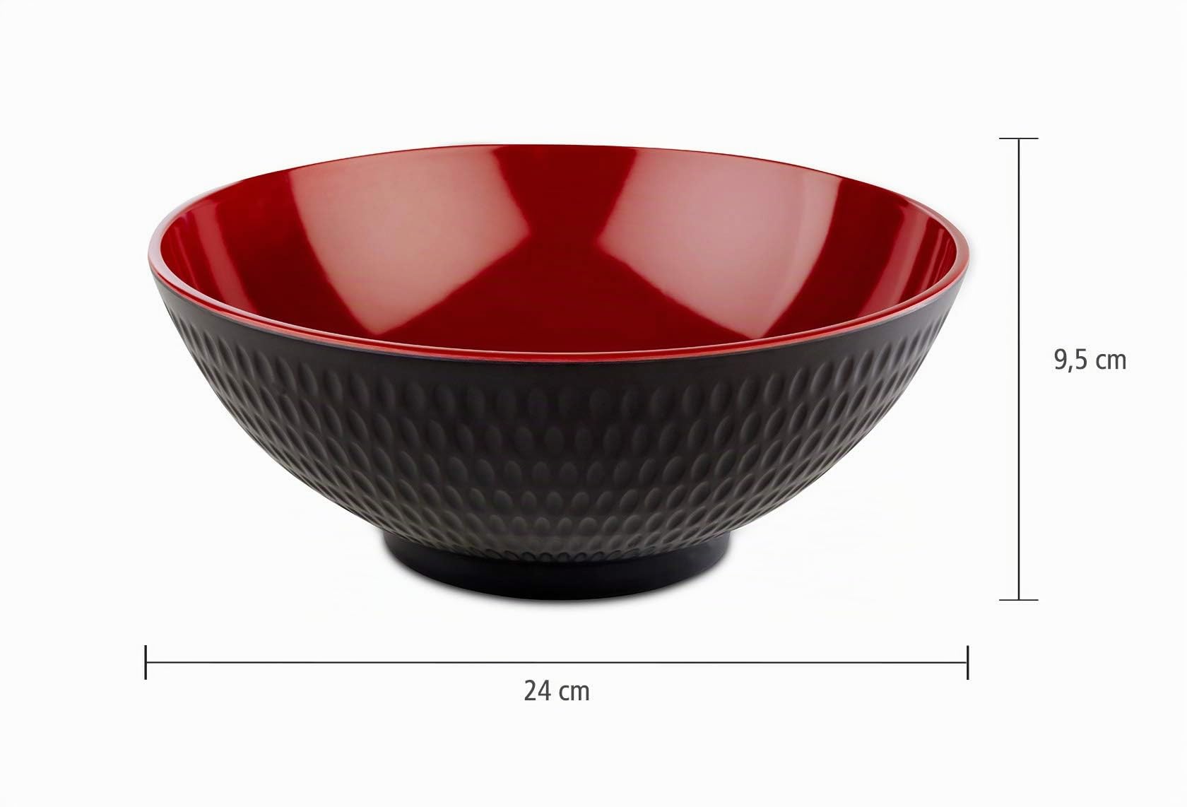 aps-asia-plus-schale-24cm-2-2l-schwarz-rot-melamin image 2