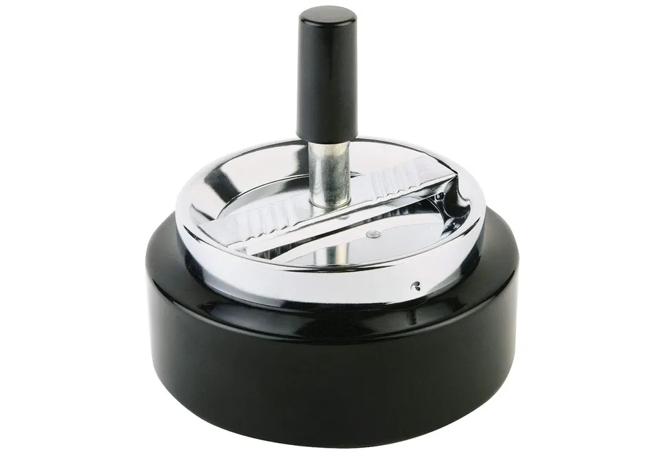 aps-bar-klassiker-drehaschenbecher-schwarz-metall-10-5-cm image 1