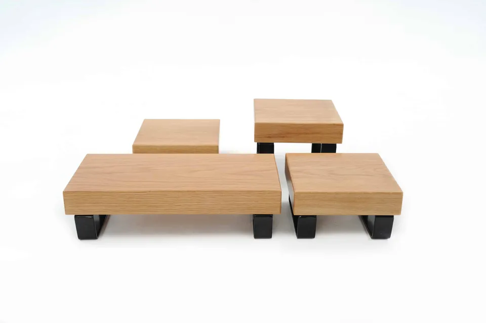 primeware-eiche-riser-buffetst-nder-4er-set-holz-metall image 1