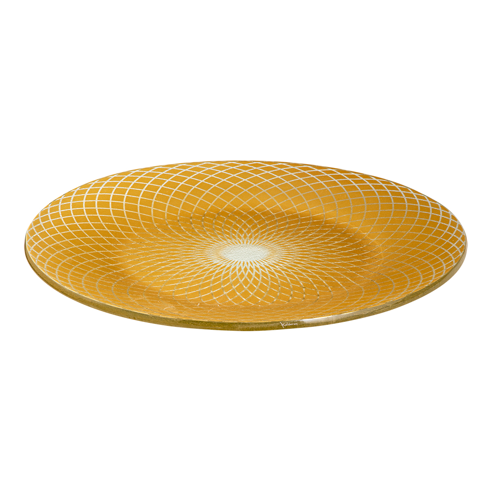rosseto-kalderon-spiro-gold-glasplatte-rund-handgemacht-39cm image 1