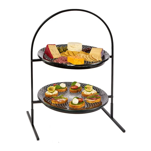 rosseto-kalderon-gst08bfp-etagere-2-st-ckig-glas-schwarz image 1