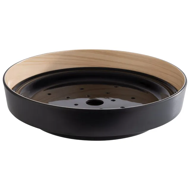 aps-frida-85230-melaminschale-25-5-cm-mit-abtropfeinsatz-holzoptik image 1