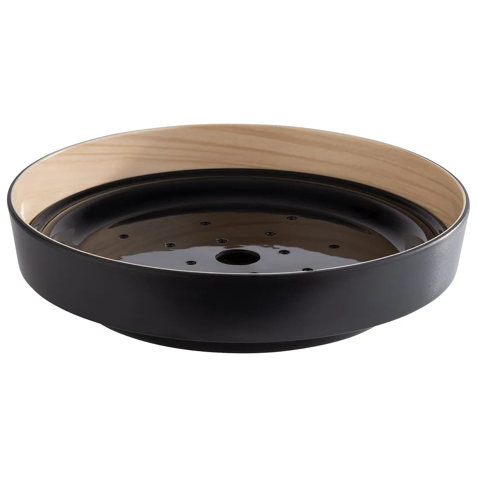 aps-frida-85230-melaminschale-25-5-cm-mit-abtropfeinsatz-holzoptik image 1