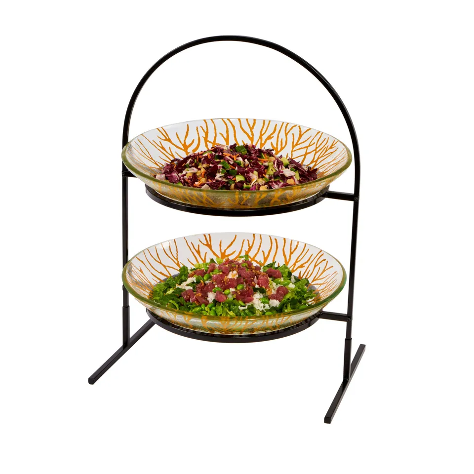 rosseto-kalderon-gst08mfp-etagere-2-st-ckig-mit-glasschalen-senf image 1