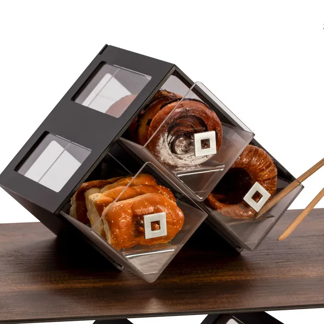 rosseto-bk300bl-honeycomb-kuchenvitrine-schwarz-schublade image 1