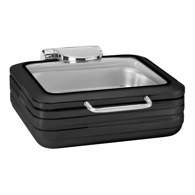 rosseto-de-luxe-cp402-bk-chafing-dish-eckig-mattschwarz-glasdeckel image 1