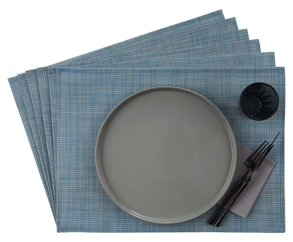 aps-table-tischset-pvc-hellblau-wei-6er-set-33x45 image 1