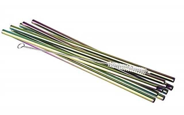 aps-bar-93382-trinkhalme-edelstahl-regenbogen-10er-set image 1
