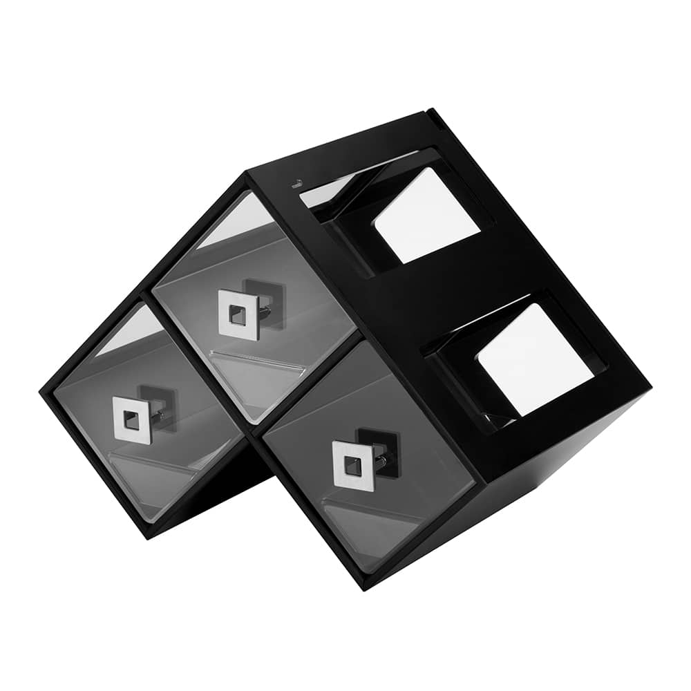 rosseto-bk300bl-honeycomb-kuchenvitrine-schwarz-schublade image 2