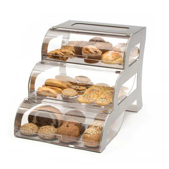 rosseto-bakery-bk010-kuchenvitrine-acryl-3-st-ckig-mit-edelstahl image 1