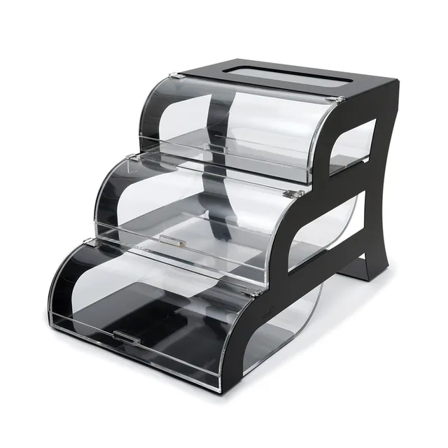 rosseto-bakery-display-kuchenvitrine-acryl-3-st-ckig-bk011-schwarz image 1