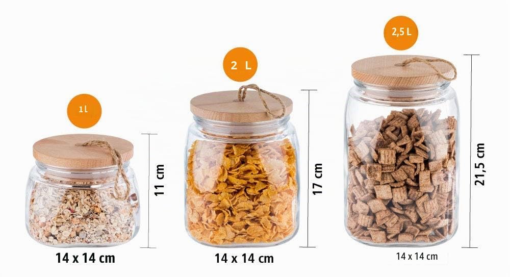 aps-woody-vorratsglas-2-5-liter-2er-set-mit-holzdeckel image 3