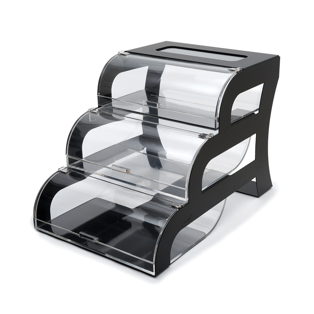 rosseto-bakery-display-kuchenvitrine-acryl-3-st-ckig-bk011-schwarz image 1