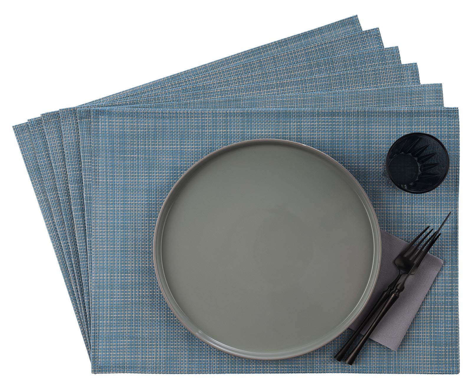 aps-table-tischset-pvc-hellblau-wei-6er-set-33x45 image 1